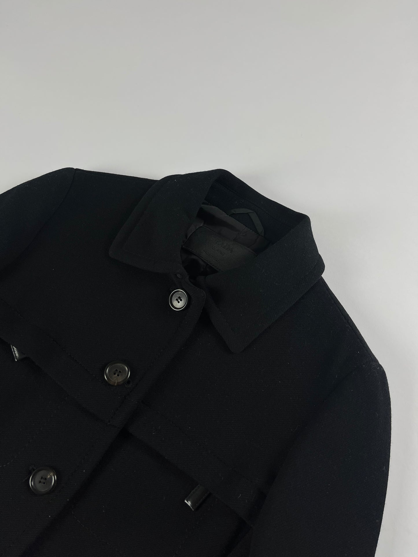 Prada Black Wool Zipper Coat FW 1999 - S