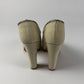 Jean Paul Gaultier Cream Suede Zipper Peep Toe Platform Block Heels - 36 EU