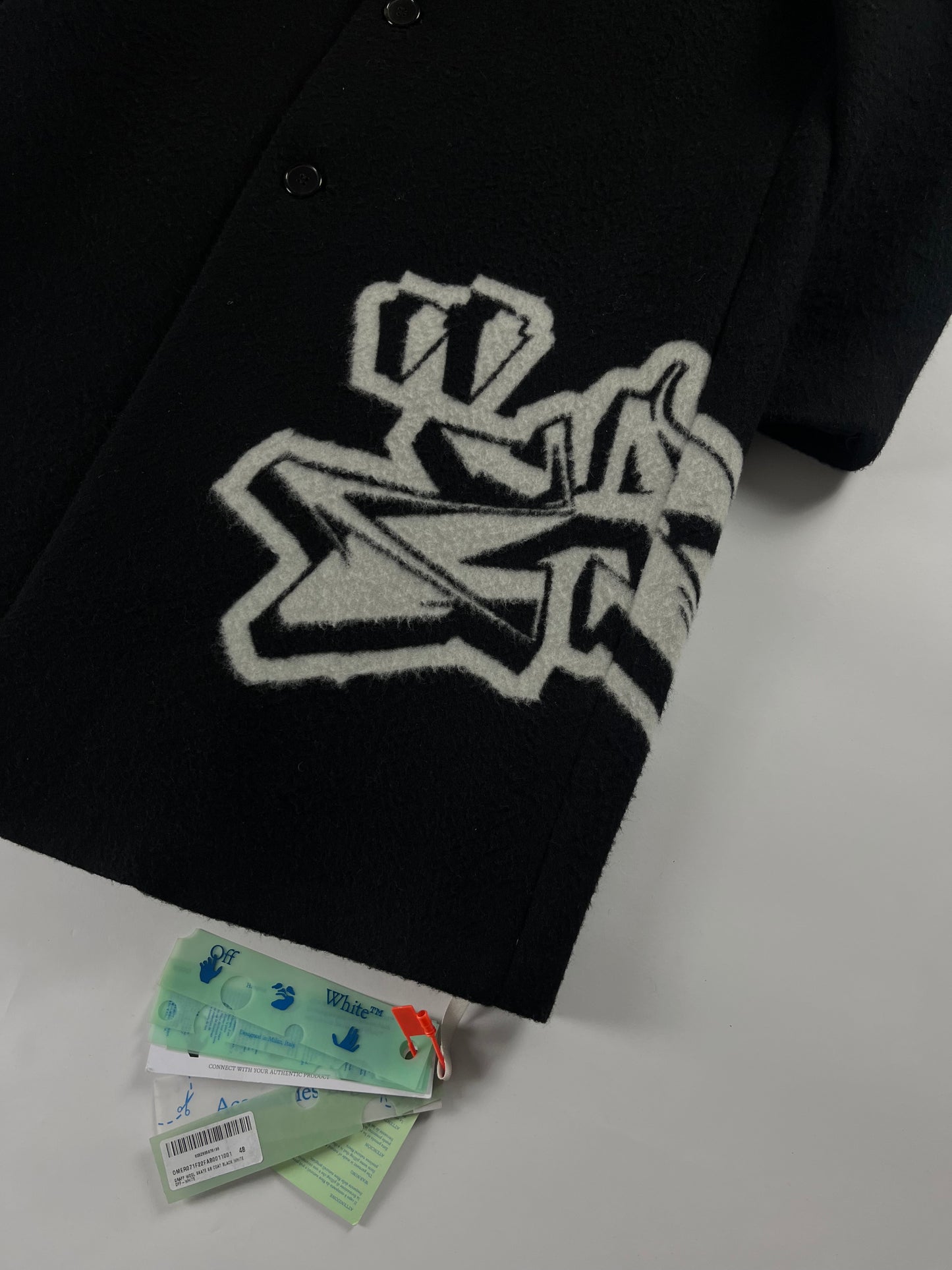 Off-White Intarsia Graffiti Logo Wool Coat SS 2023 - M