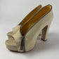 Jean Paul Gaultier Cream Suede Zipper Peep Toe Platform Block Heels - 36 EU