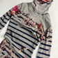 Jean Paul Gaultier Grey Mesh Floral Graphic Striped Mini Dress 1990s - XS