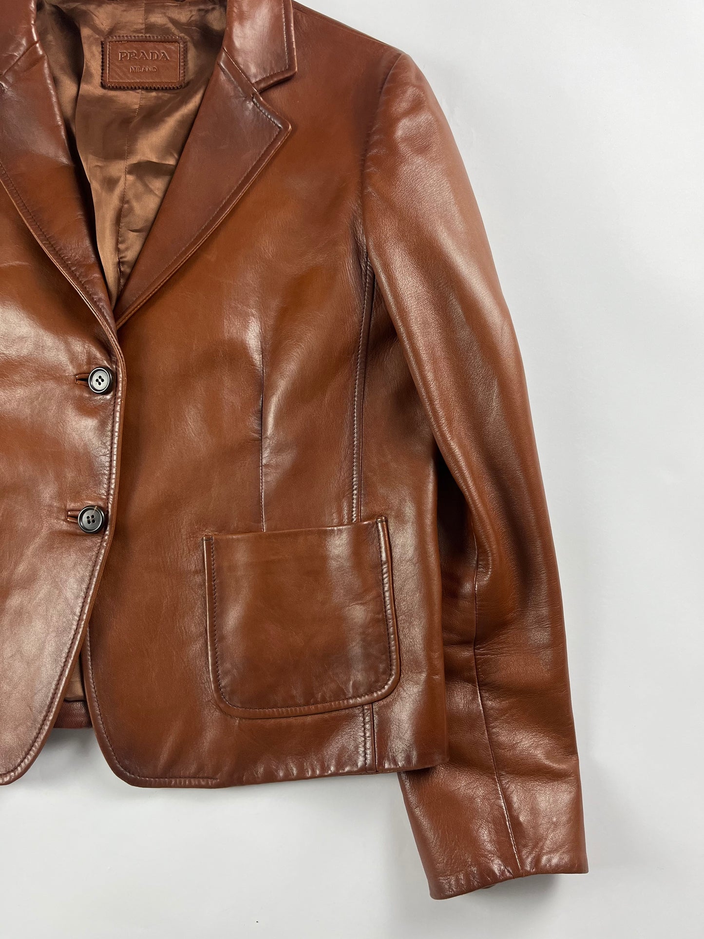 Prada Brown Leather Blazer FW 2013 - M