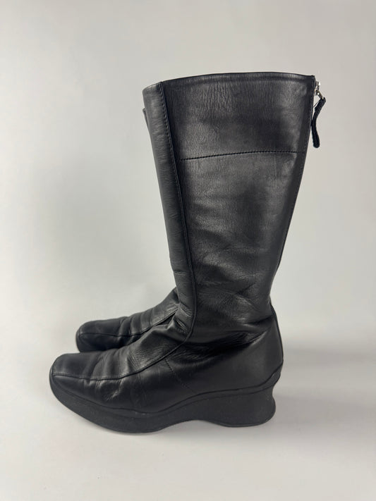 Prada Linea Rossa Aero Leather Platform Boots FW 1999 - 38,5 IT/39,5 EU