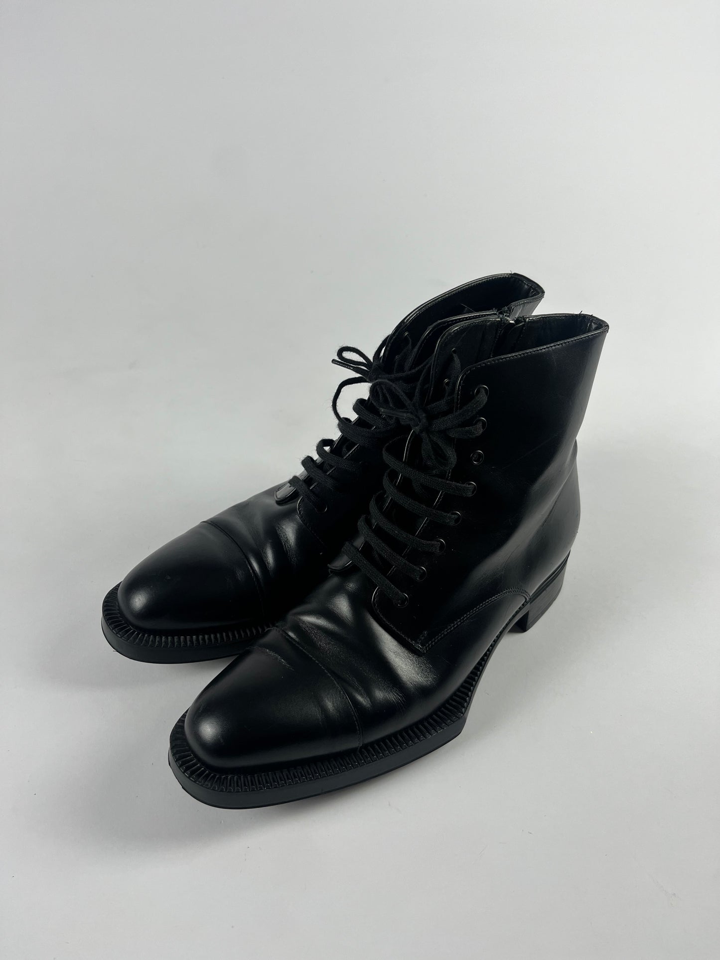 Prada Black Leather Geometric High Boots FW 2012 - 37,5 IT/ 38,5 EU