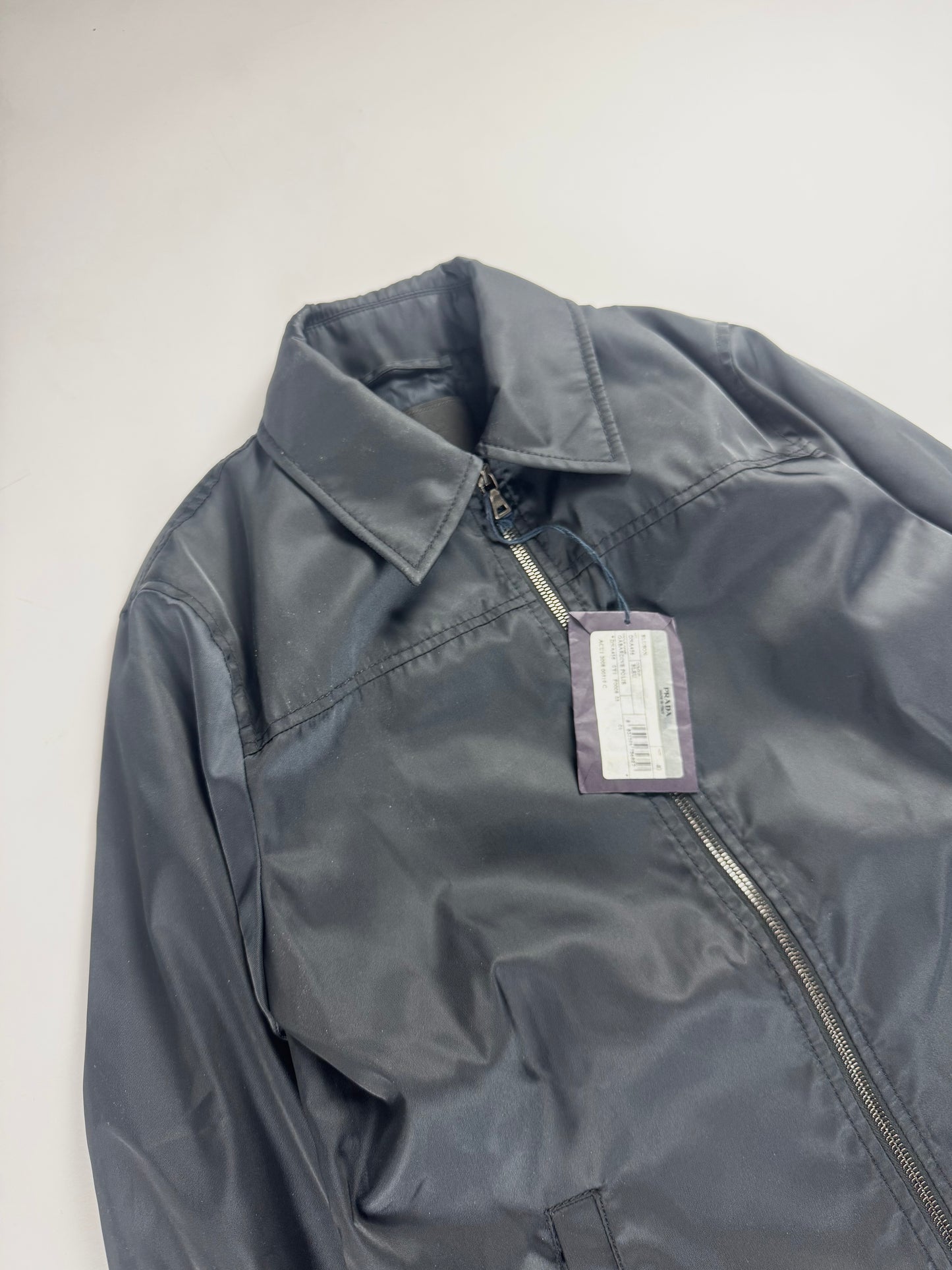 Prada Navy Double Zip Officer Minimalist Trucker Jacket SS 2008 - XS