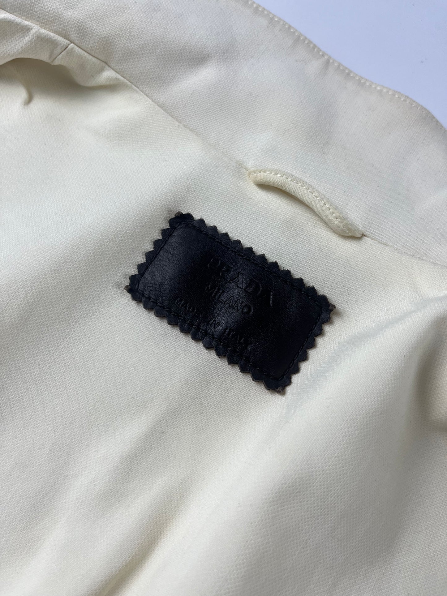 Prada Leather Patched Cream Harrington Jacket 2000s - L