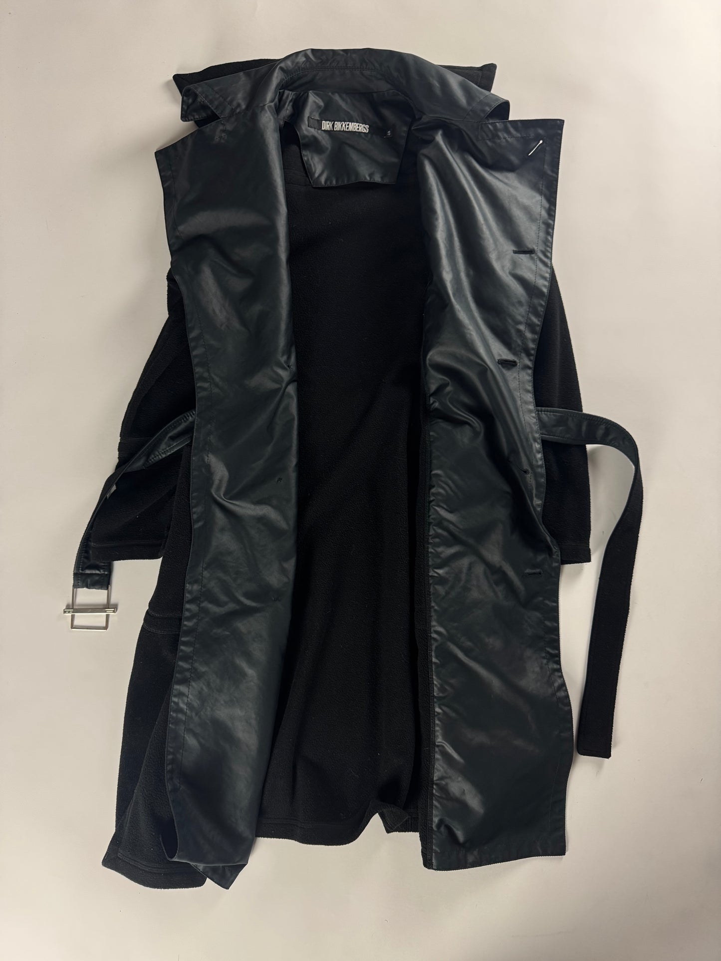 Dirk Bikkembergs Fleece Nylon Belted Coat 2000s - S