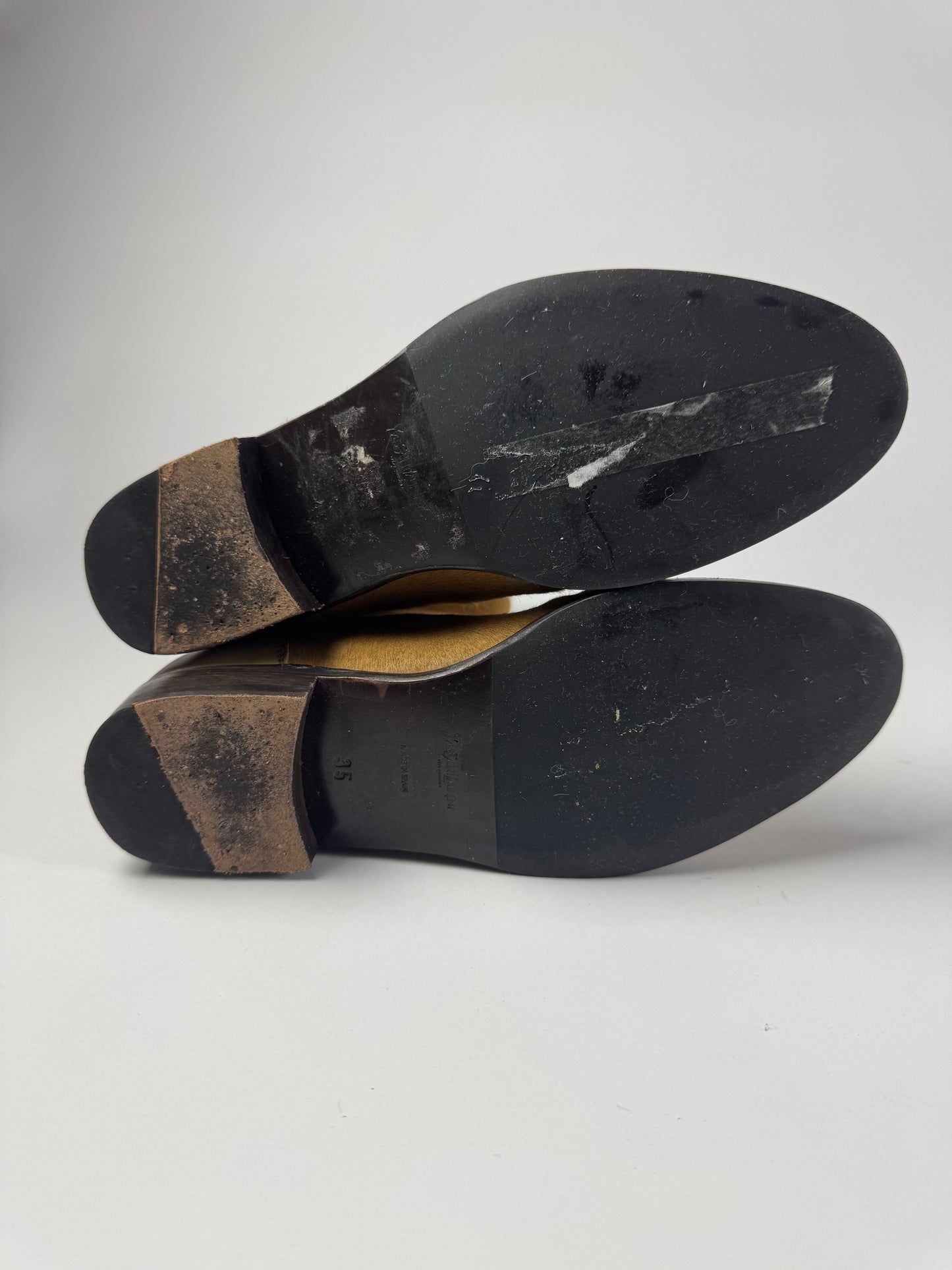 Yves Saint Laurent Rive Gauche Pony Hair Belted High Boots 2000s - 35 EU