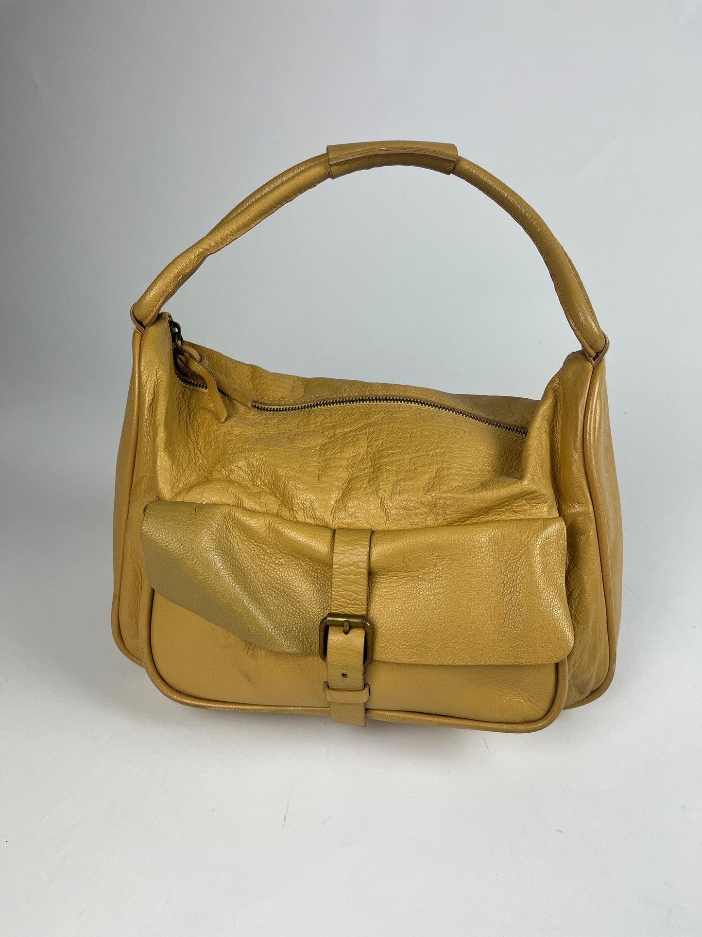 Miu Miu Camel Leather Shoulder Bag 2000s - OS