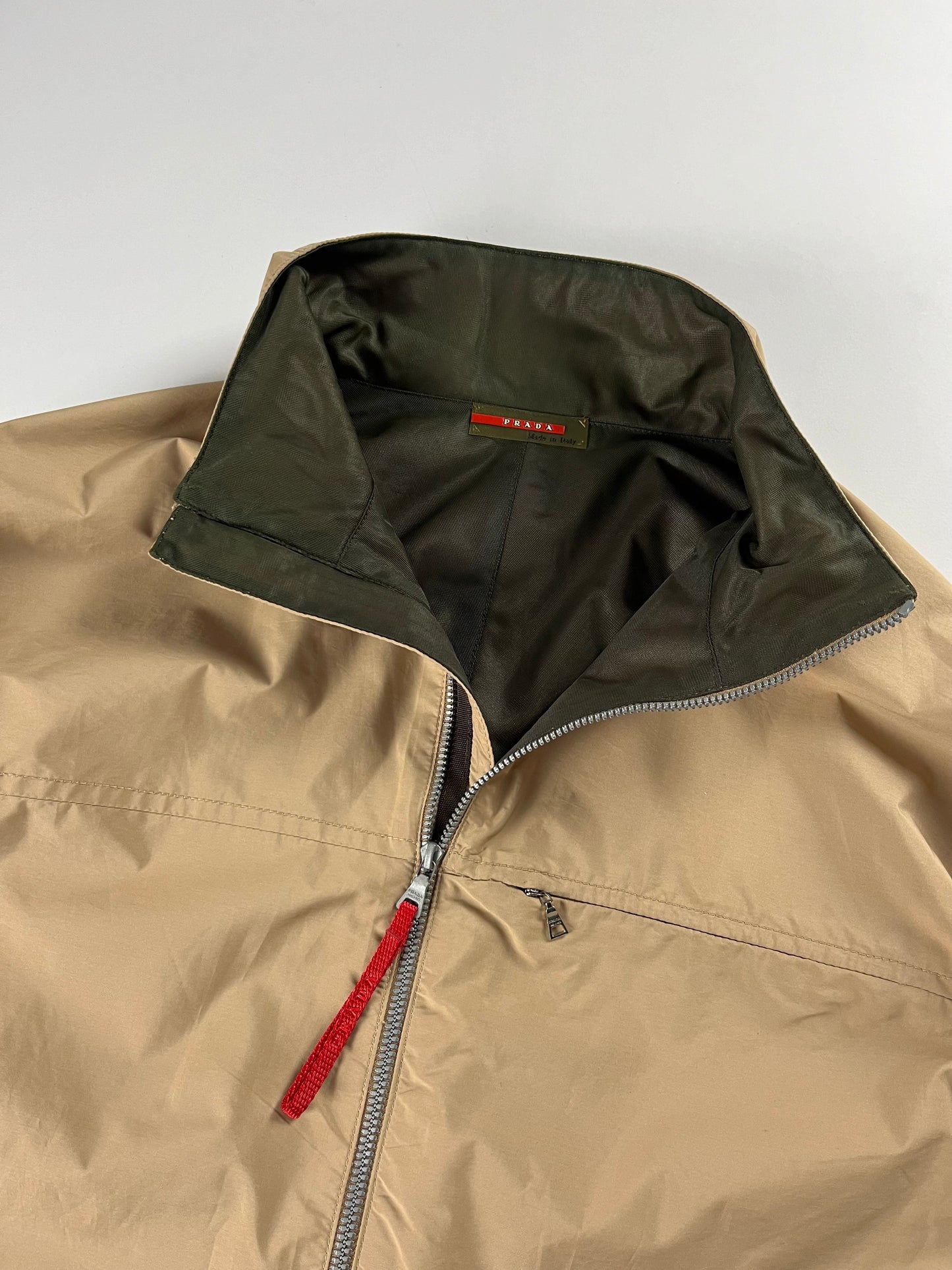 Prada Camel Zip Up Nylon Shell Jacket SS 2000 - M