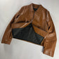 Prada Cognac Premium Leather Double Zipper Padded Layer Minimalist Jacket FW 2000 - L