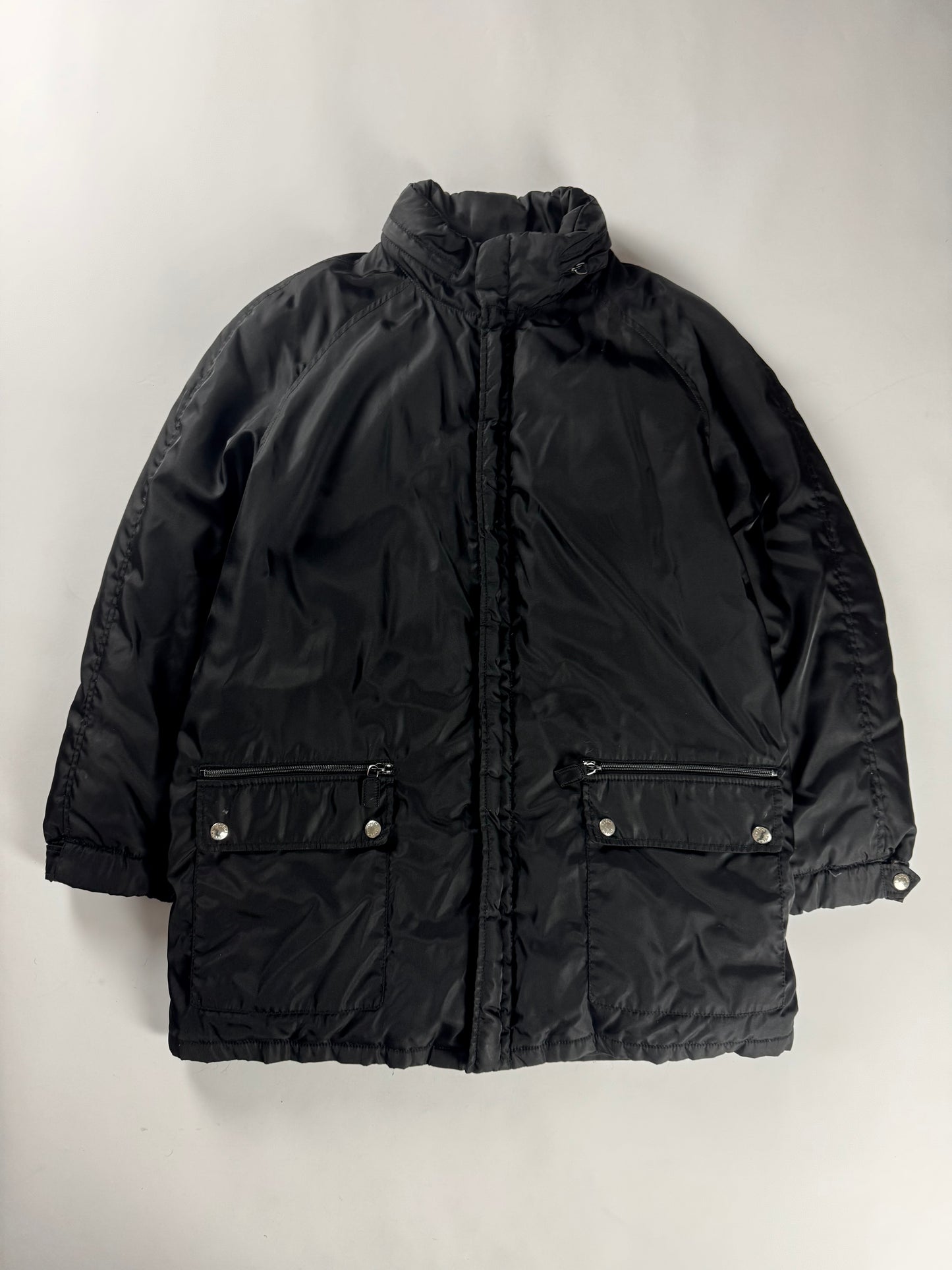 Prada Black Nylon Minimalist Tactical Padded Jacket FW 1994 - L