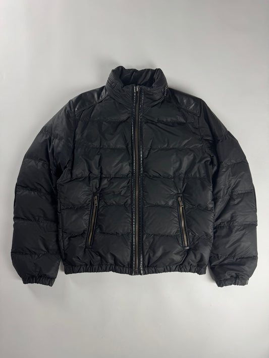 Prada Leather Trimmed Convertible Hooded Puffer Jacket FW 2015 - M