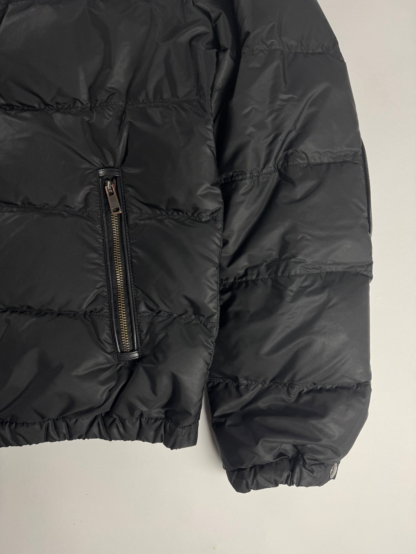 Prada Leather Trimmed Convertible Hooded Puffer Jacket FW 2015 - M