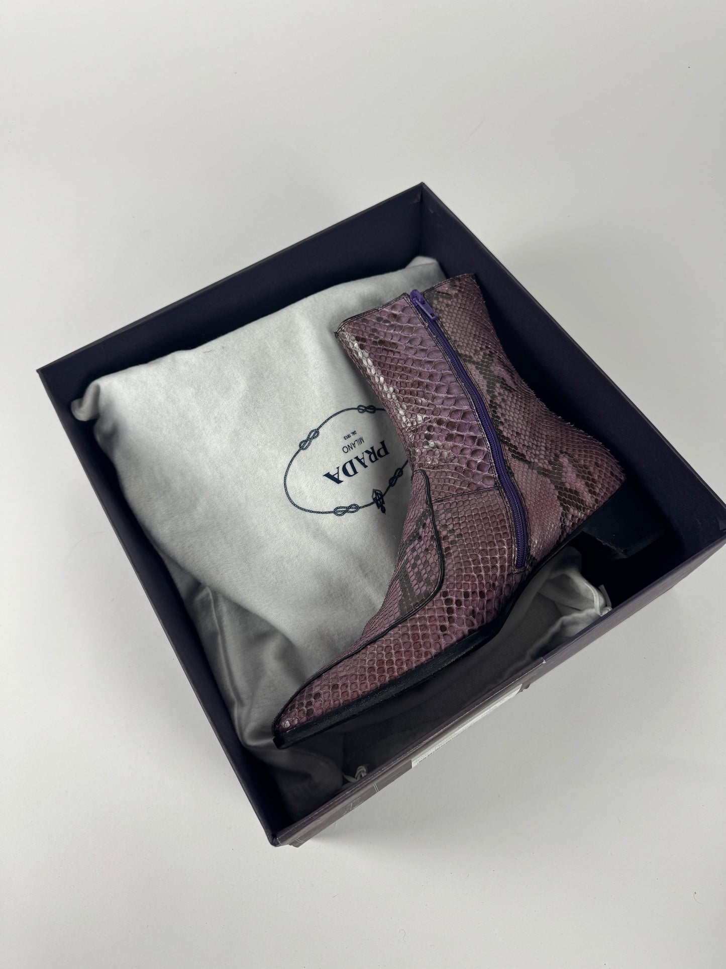 Prada Purple Python Leather Boots FW 2000 - 40 IT/40,5 EU