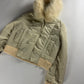 Miu Miu Cropped Cream Fur Hood Puffer Jacket 2000s - S