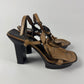 Prada Brown Fringe Leather Platform Ankle Strap Heels SS 1999 - 40 IT/40,5 EU
