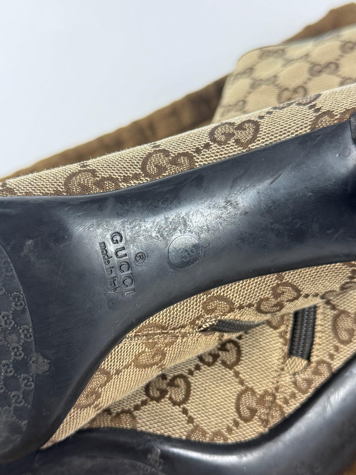 Gucci GG Tom Ford Canvas Monogram Ankle Heel Boots 2000s - 38 IT/39 EU