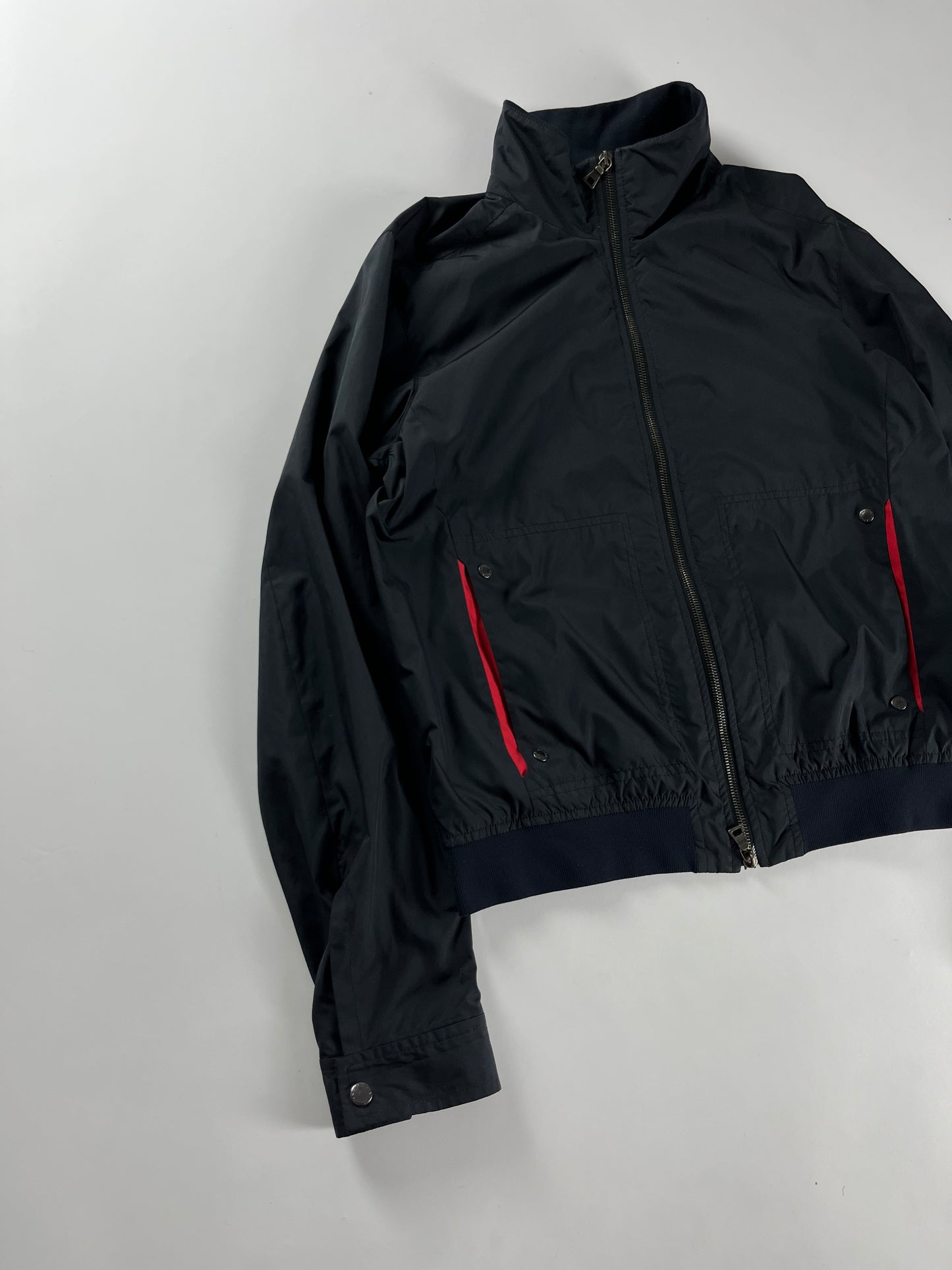 Prada Sport Lined Red Navy Nylon Bomber Jacket 2010s - M