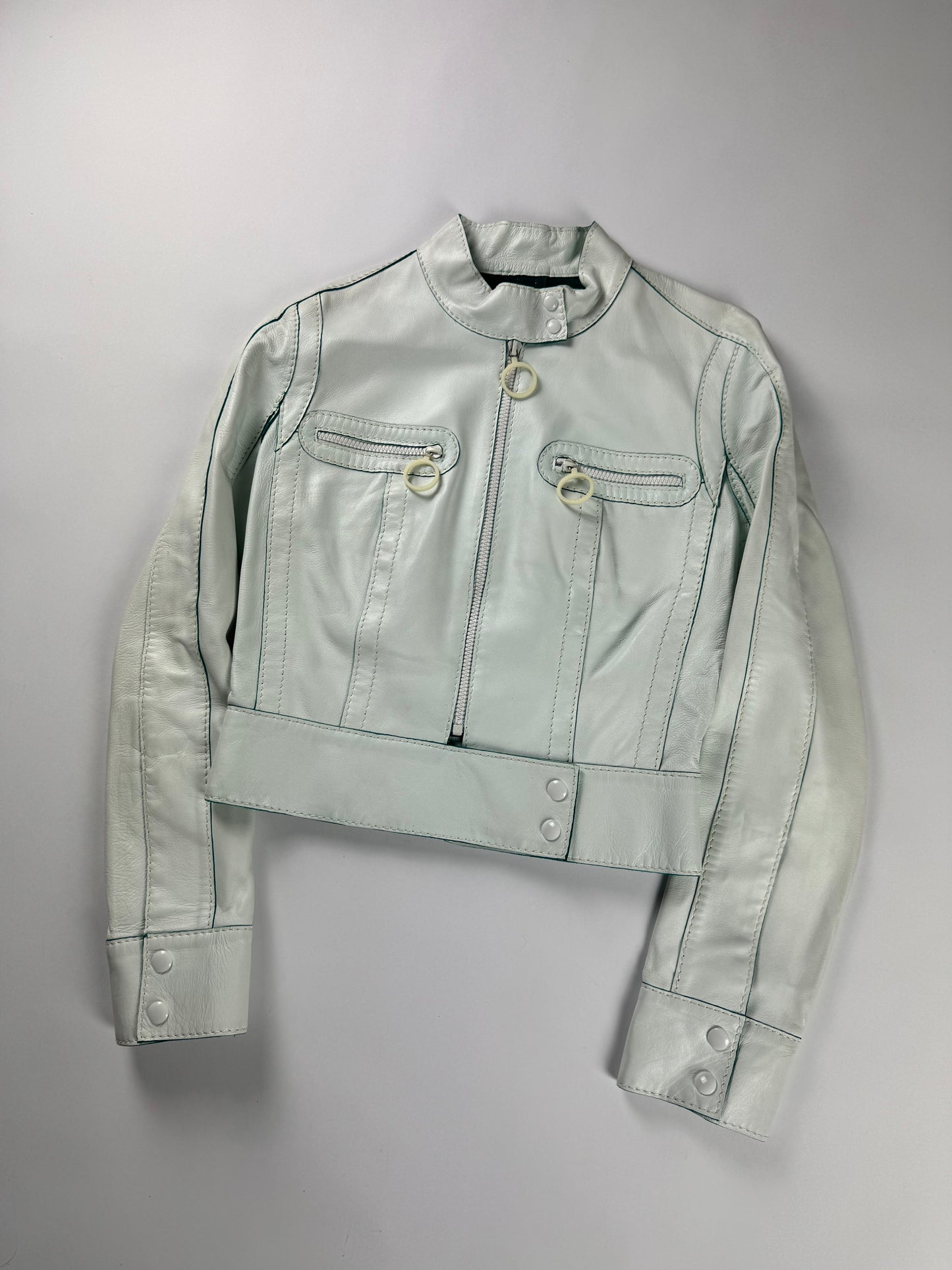Louis Vuitton Unfinished Sample Celeste Perfecto Leather Jacket Resort 2016 - XS