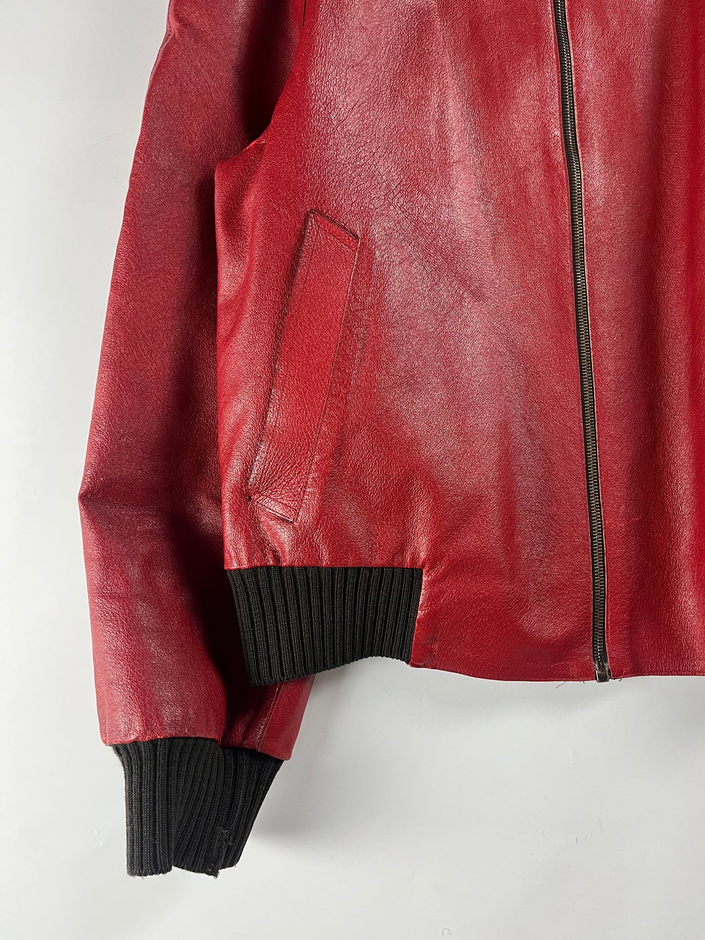 Prada Premium Red Leather Bomber Jacket FW 2000 - L