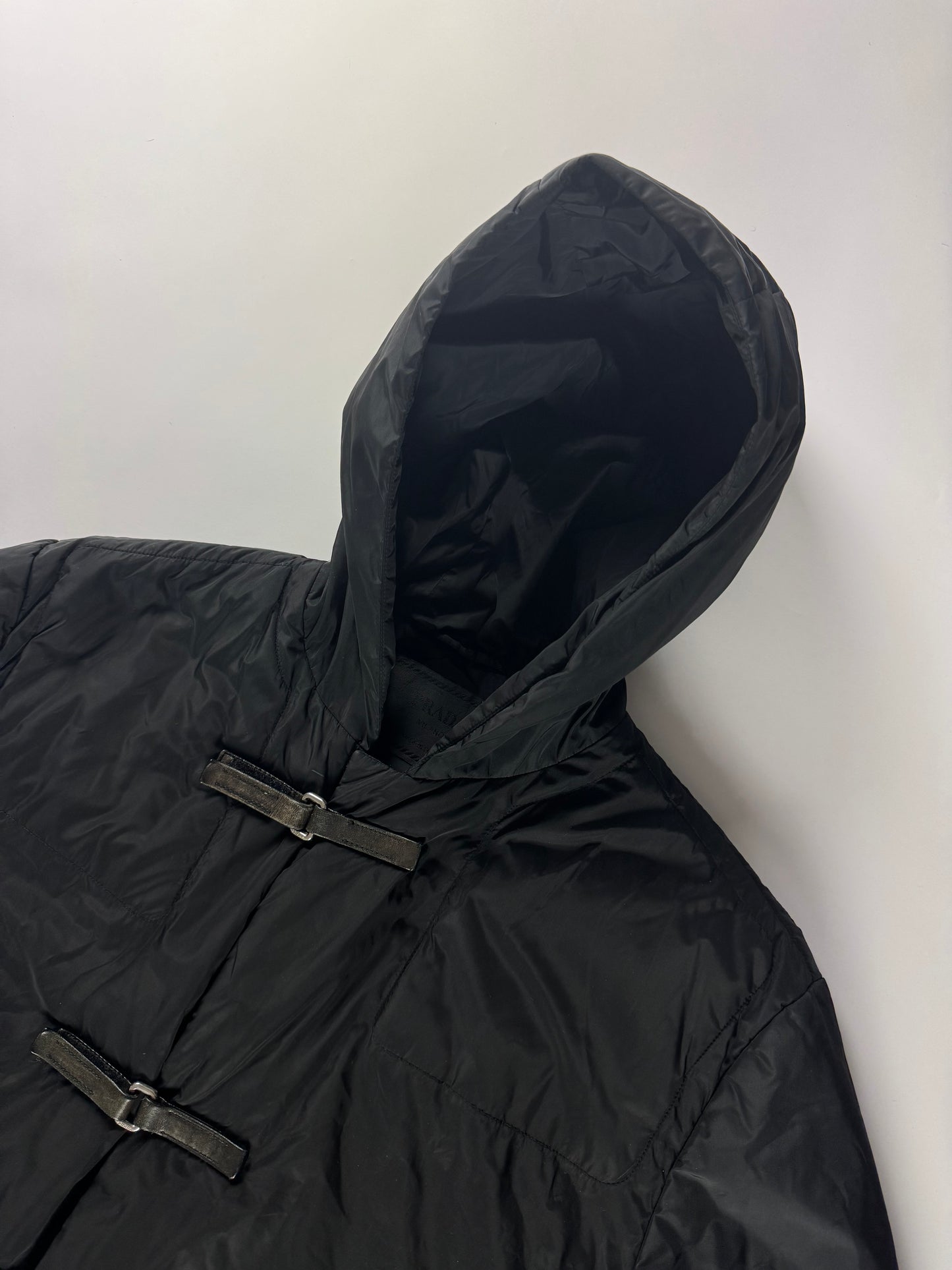 Prada Multi Strapped Belt Black Nylon Long Safari Coat FW 1999 - M