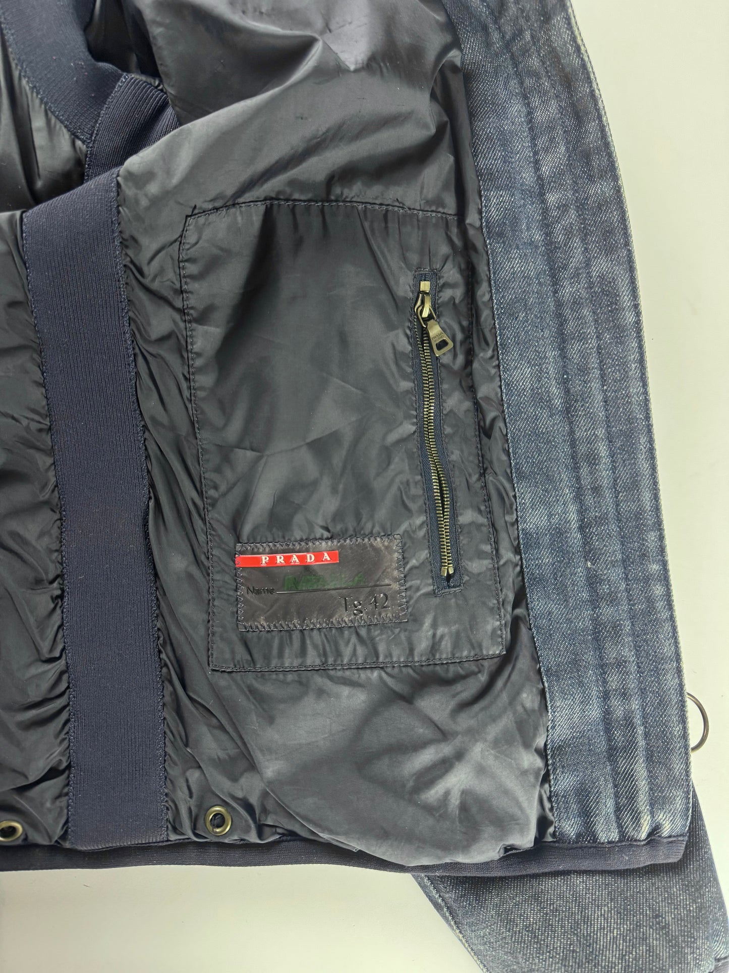 Prada Funnel Collar Denim Cuffed Moto Jacket 2000s - S