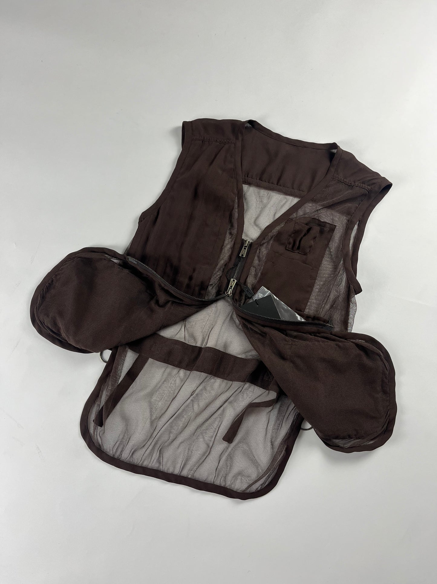 Yves Saint Laurent Tom Ford Brown Silk Cargo Vest SS 2002 - S