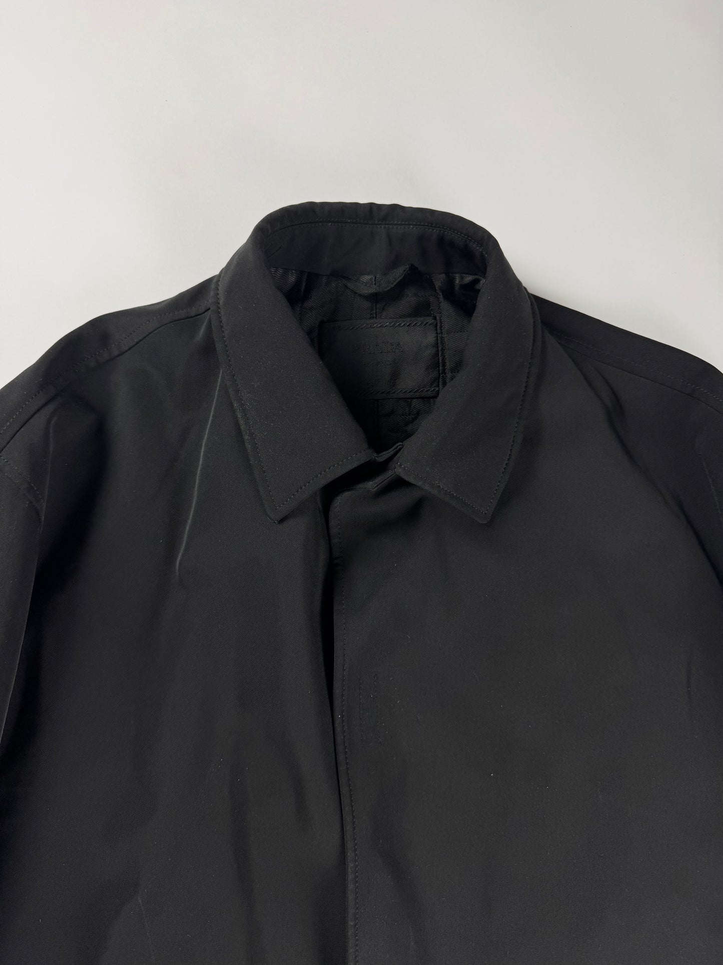 Prada Black Minimalist Strapped Coat FW 1998 - XL