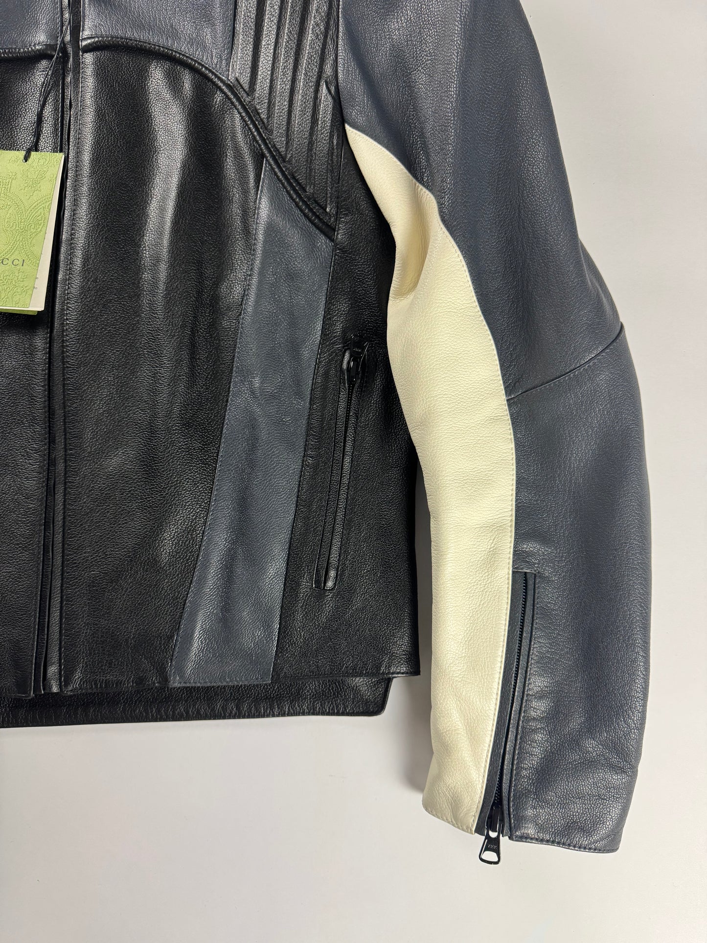 Gucci Sample Alexandro Michele Elbows & Shoulders Strong Pads Leather Biker Jacket FW 2023 - M