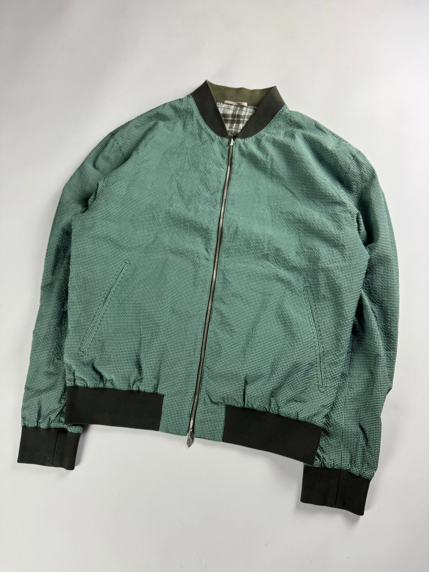 Hermès Sample Green Plaid Check Bomber Jacket SS 2020 - L