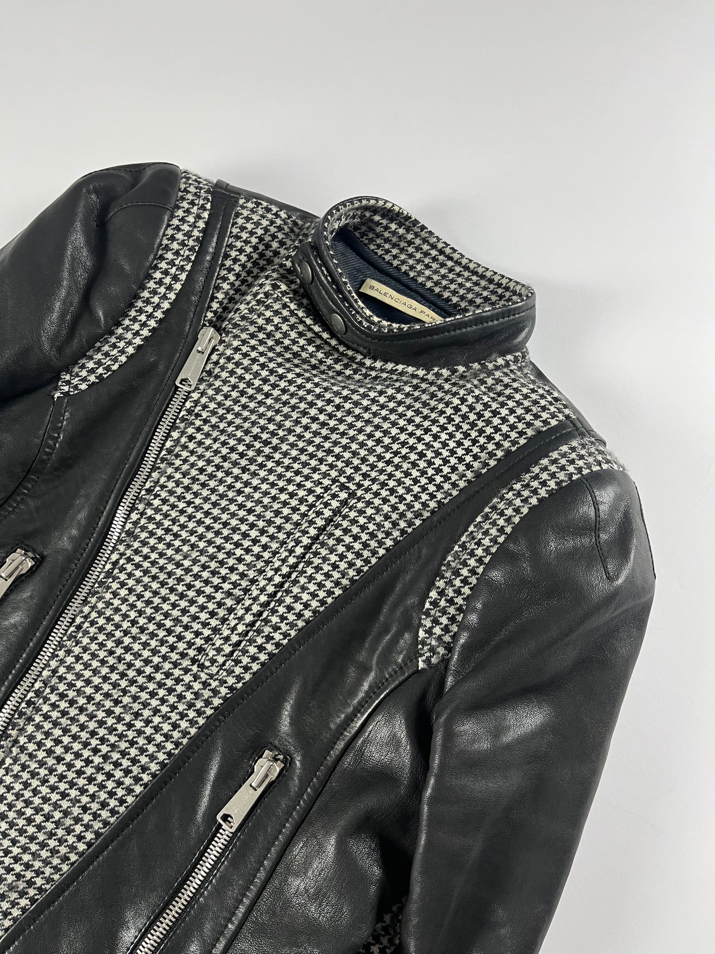 Balenciaga Leather Houndstooth Black & White Jacket FW 2008 - S