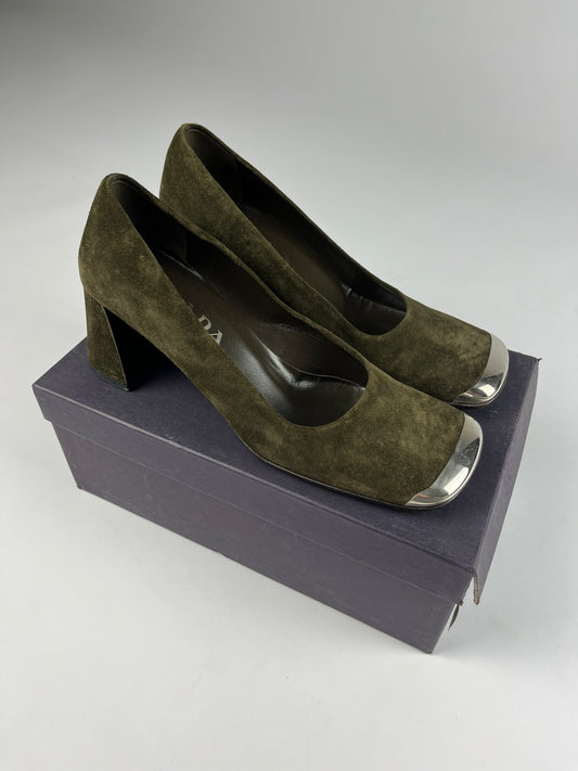 Prada Suede Metallic Toe Pumps FW 1999 - 37 IT/38 EU