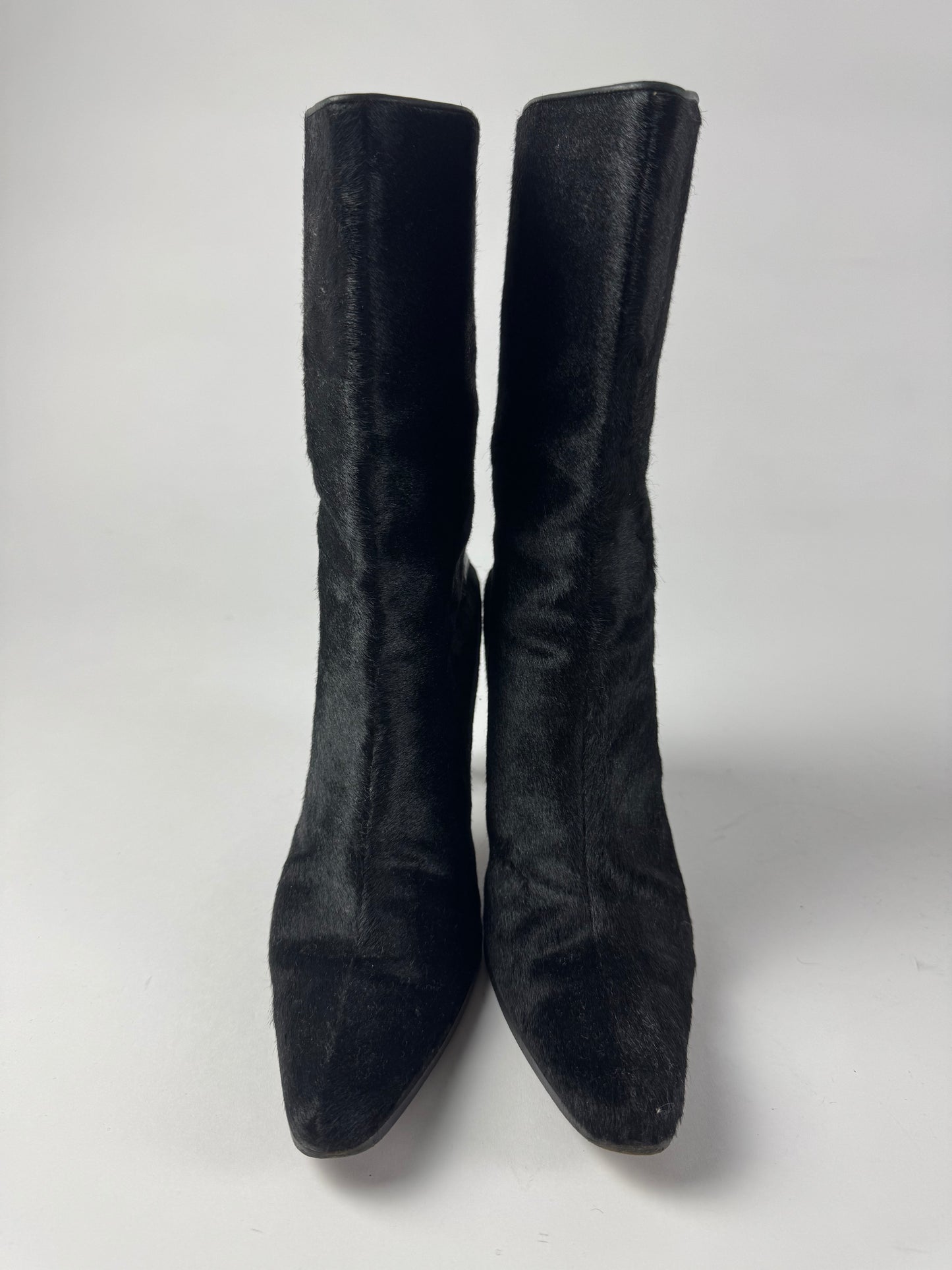 Celine Black Pony Hair Heel Ankle Boots 2000s - 38,5 EU