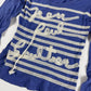 Jean Paul Gaultier Soleil Blue Marinière Stripe Logo Script Long Sleeve Mesh Top - M