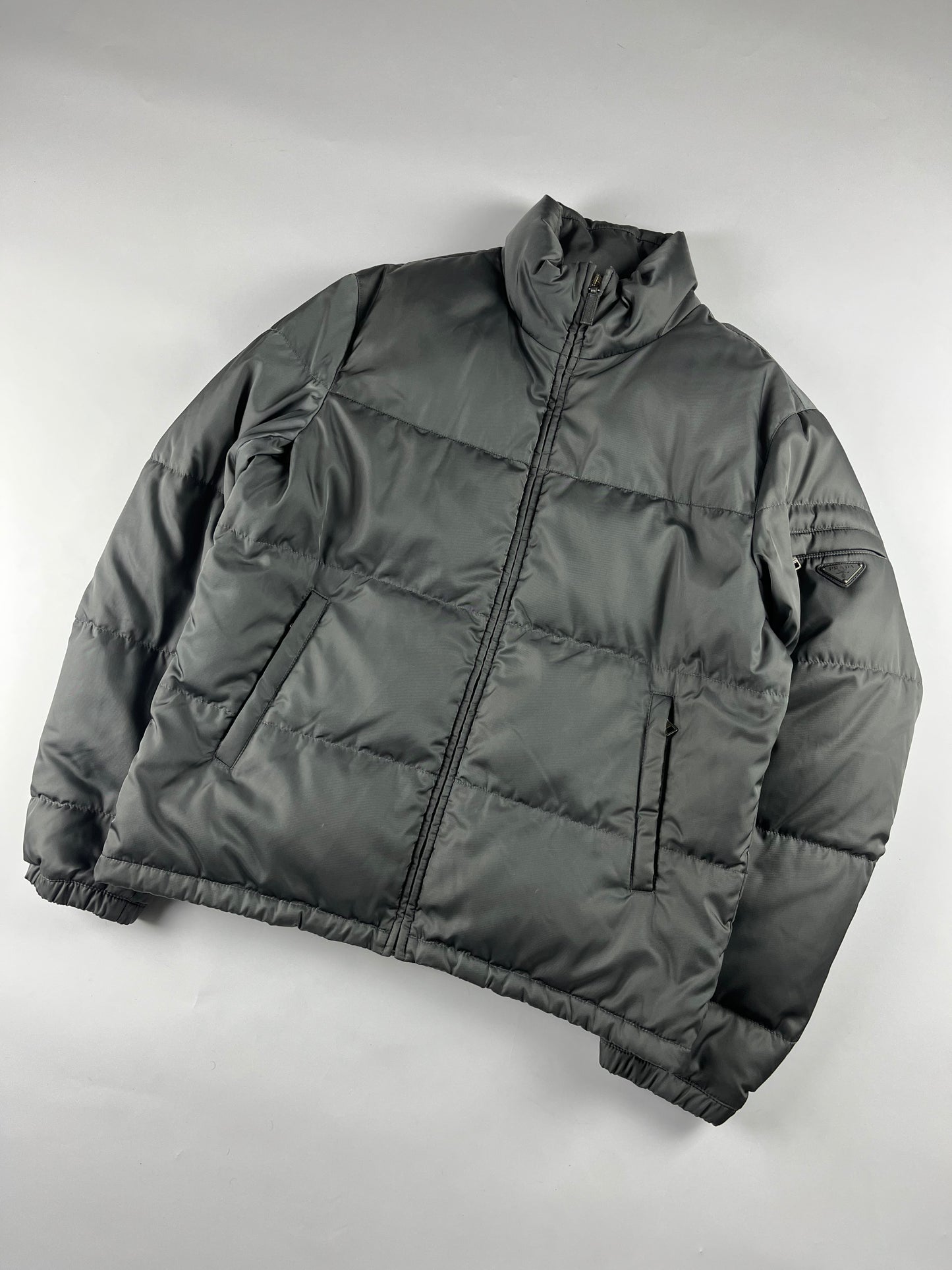 Prada Triangle Logo Grey Puffer Jacket FW 2011 - L