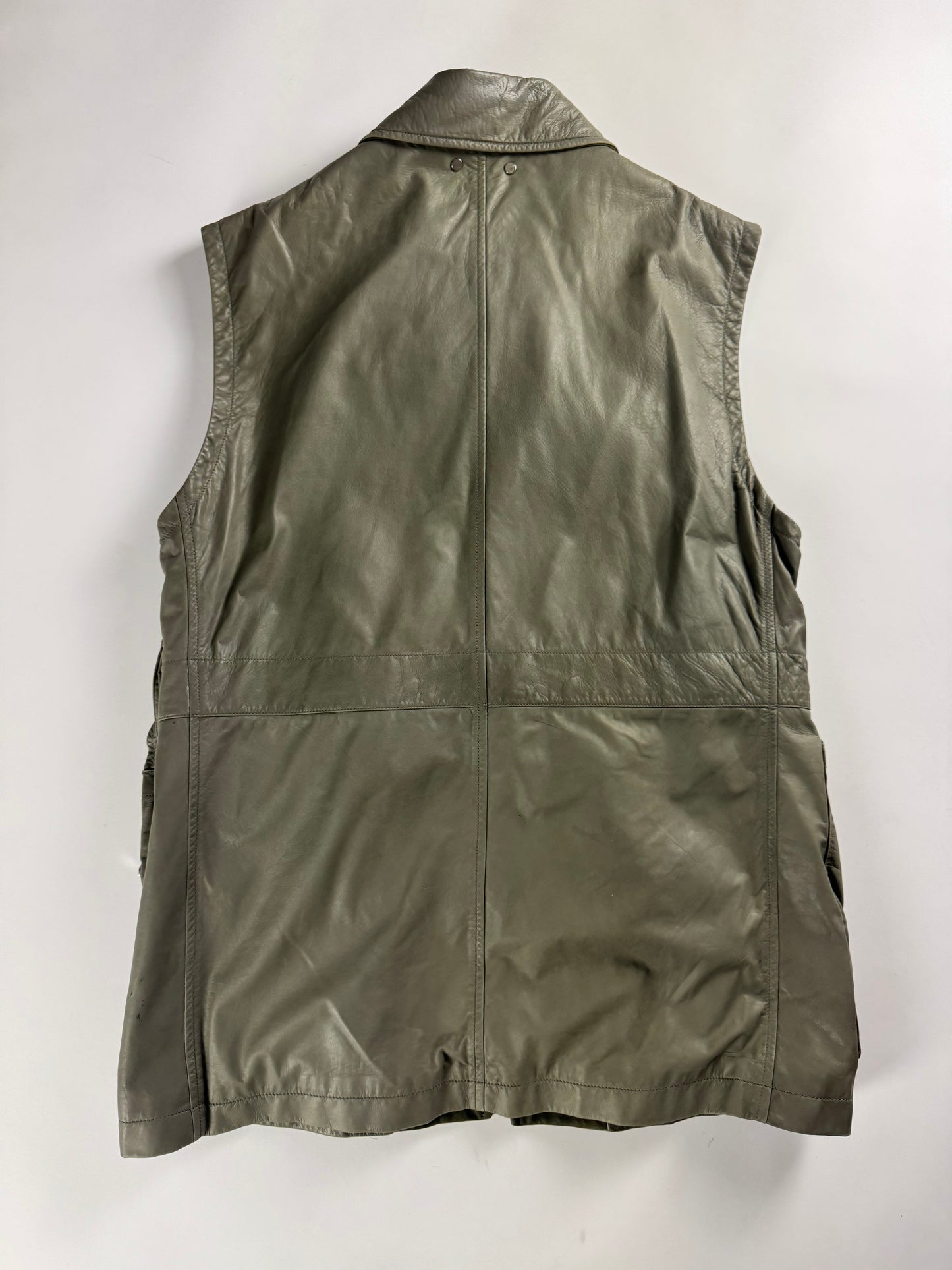 Louis Vuitton Sample Utility Army Calfskin Leather Kaki Sleeveless Jacket FW 2016 - M