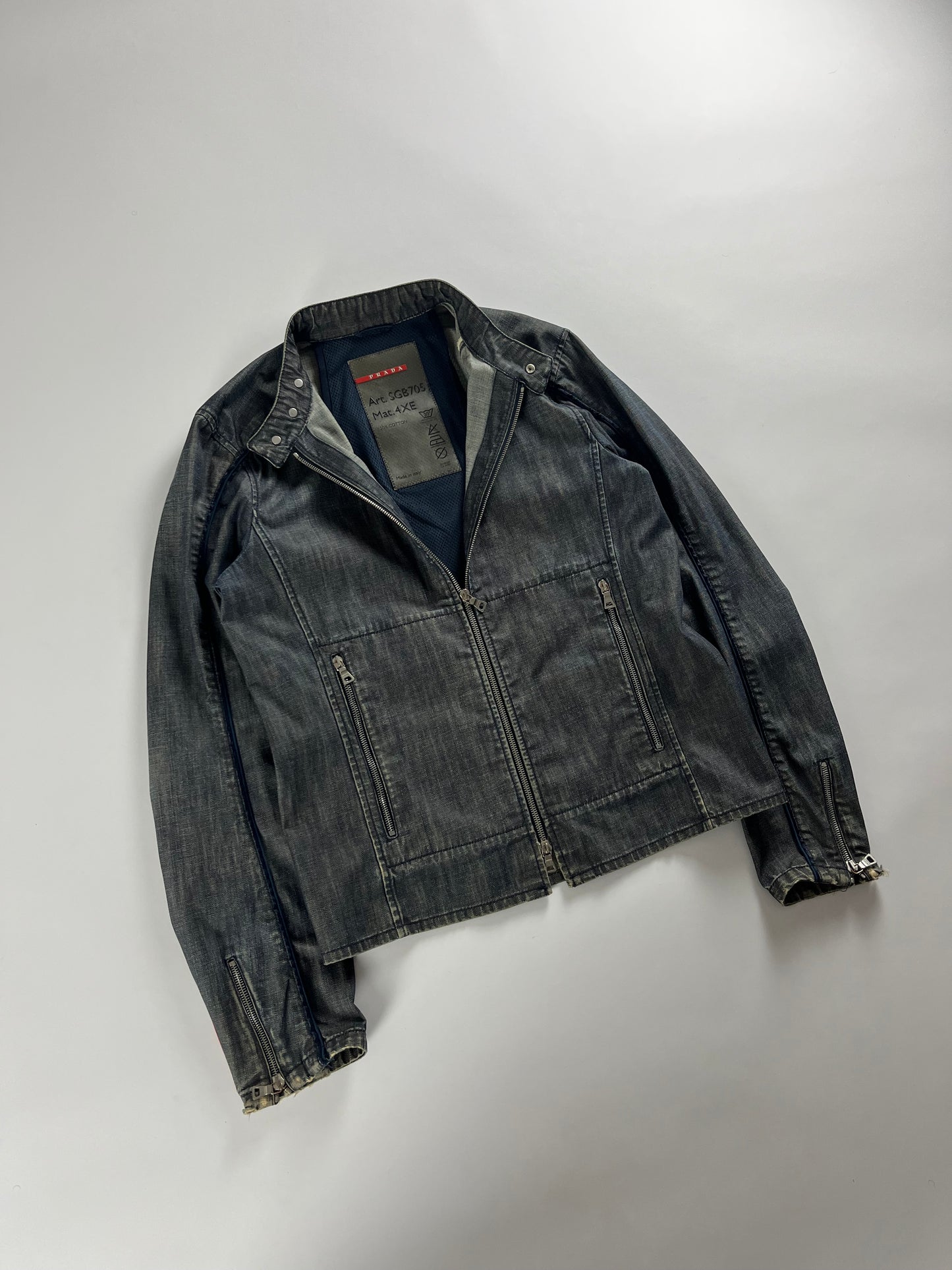 Prada Linea Rossa Denim Motor Jacket 2000s - M