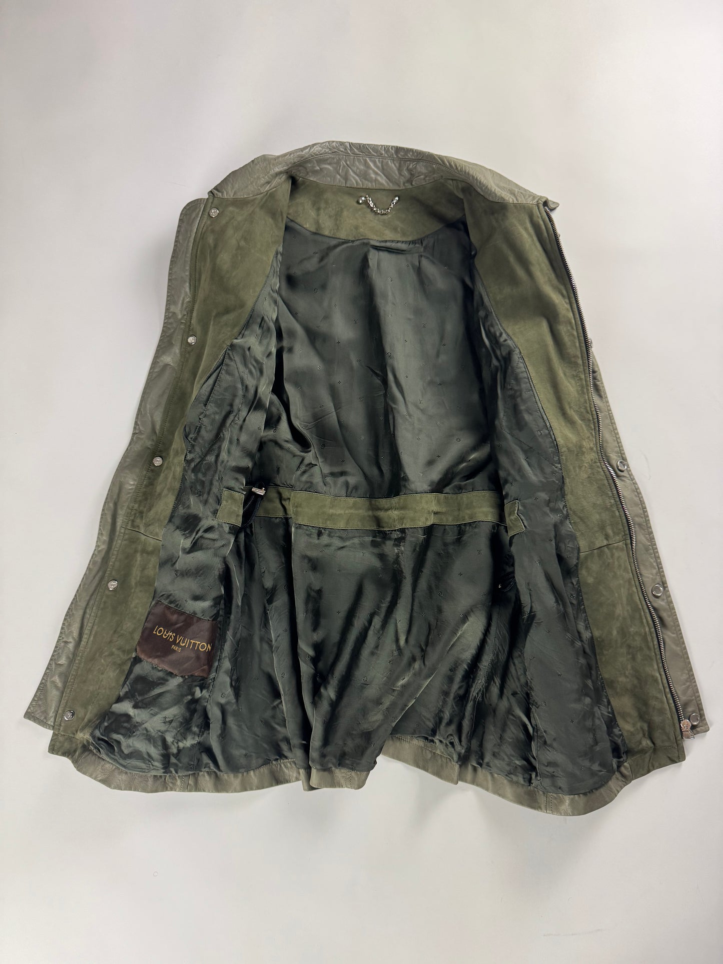 Louis Vuitton Sample Utility Army Calfskin Leather Kaki Sleeveless Jacket FW 2016 - M