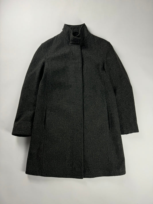 Prada Smoke Charcoal Wool Funnel Neck Coat FW 1998 - S