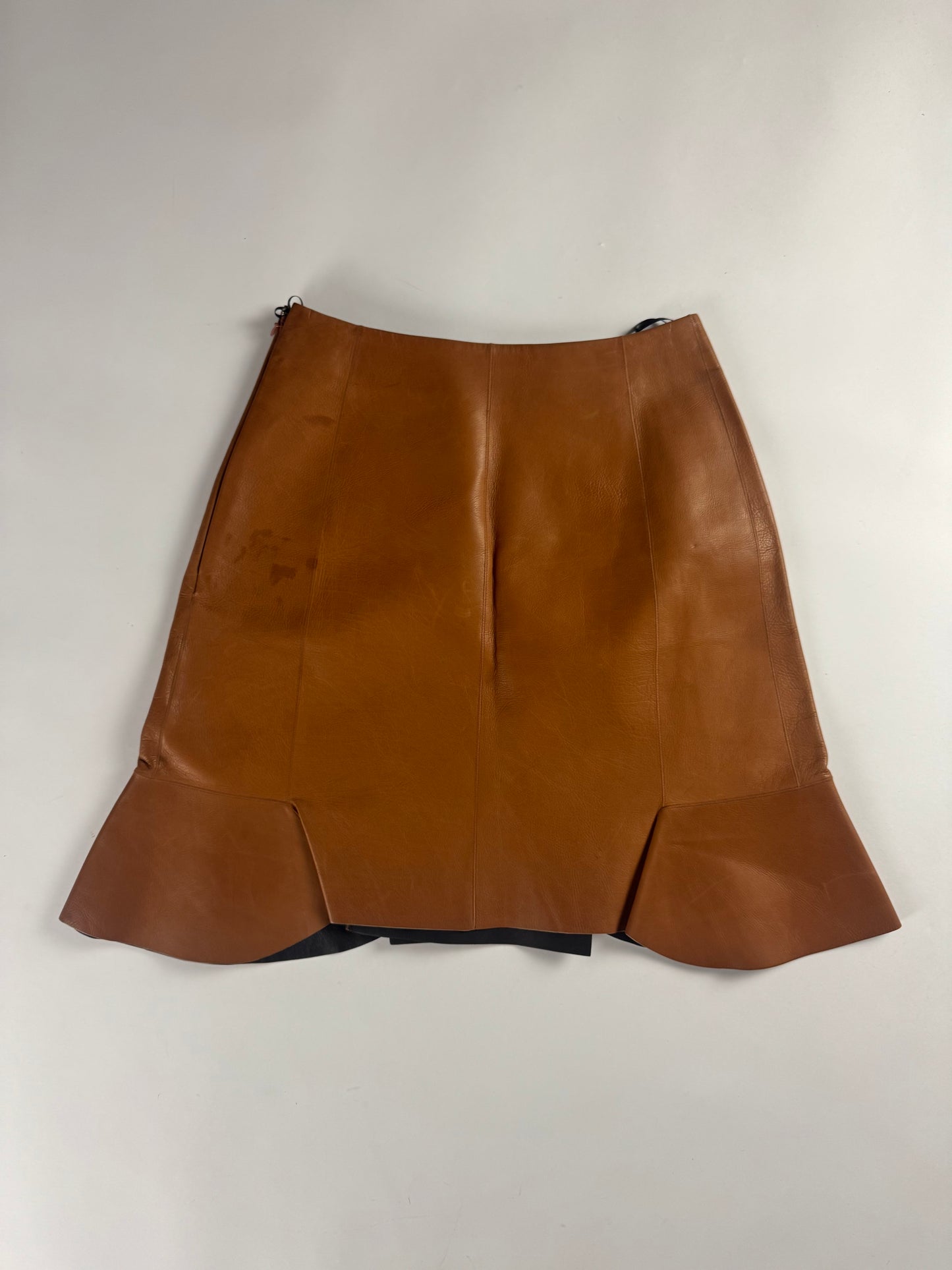 Dior Sample Cognac Brown Leather Skirt SS 2015 - S