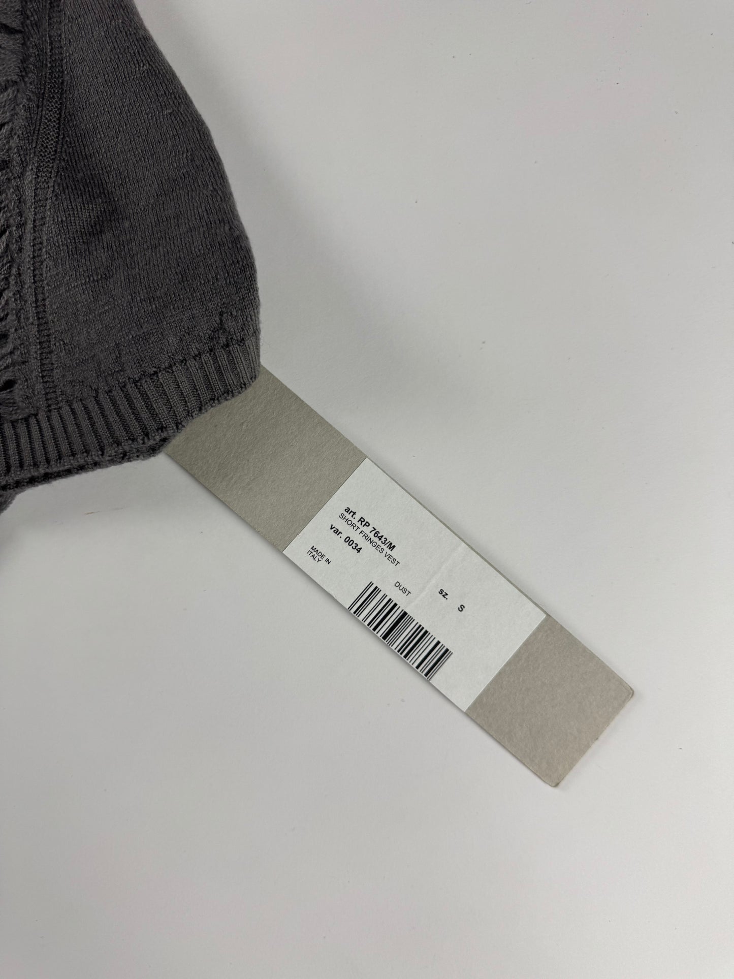 Rick Owens Dust Grey Short Fringes Vest Top 2000s - S