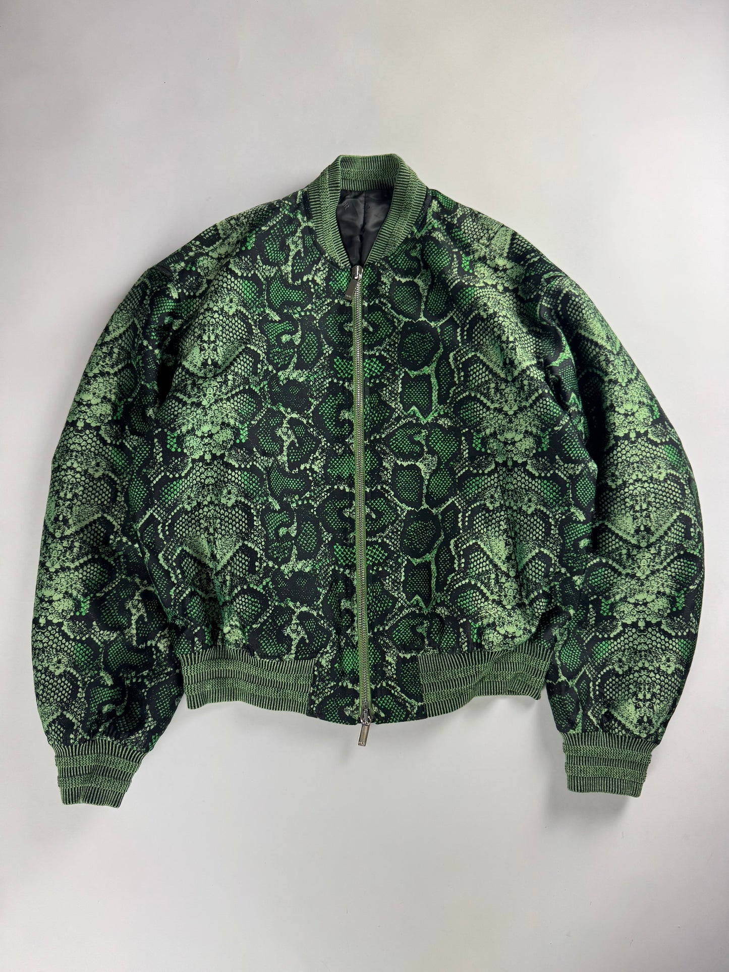 Dior Cactus Jack Sample Greenlight Snakeskin Pattern Bomber Jacket SS 2022 - M