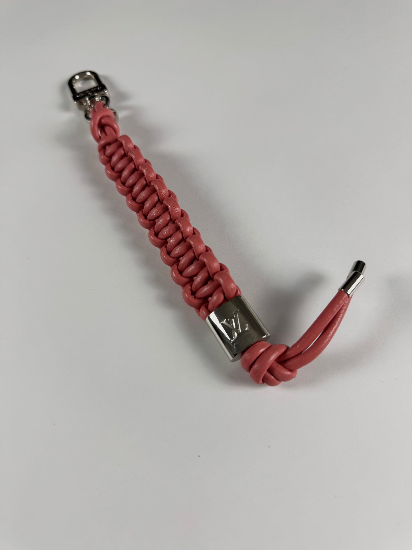 Louis Vuitton Kim Jones Braided Leather Key Holder Strap Pink Rose Silver Hardware 2010s - OS