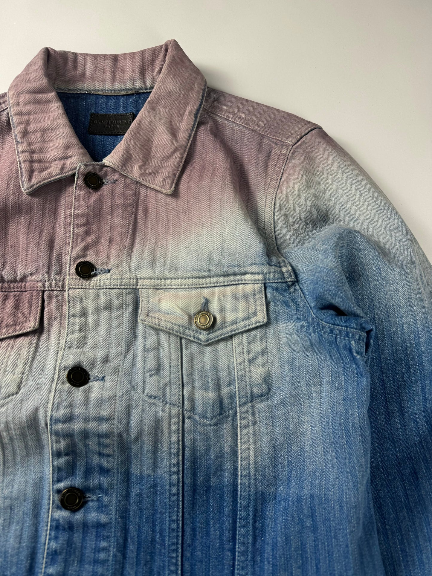 Saint Laurent Sample Tie & Dye Gradient Effect Denim Jacket SS 2021 - S