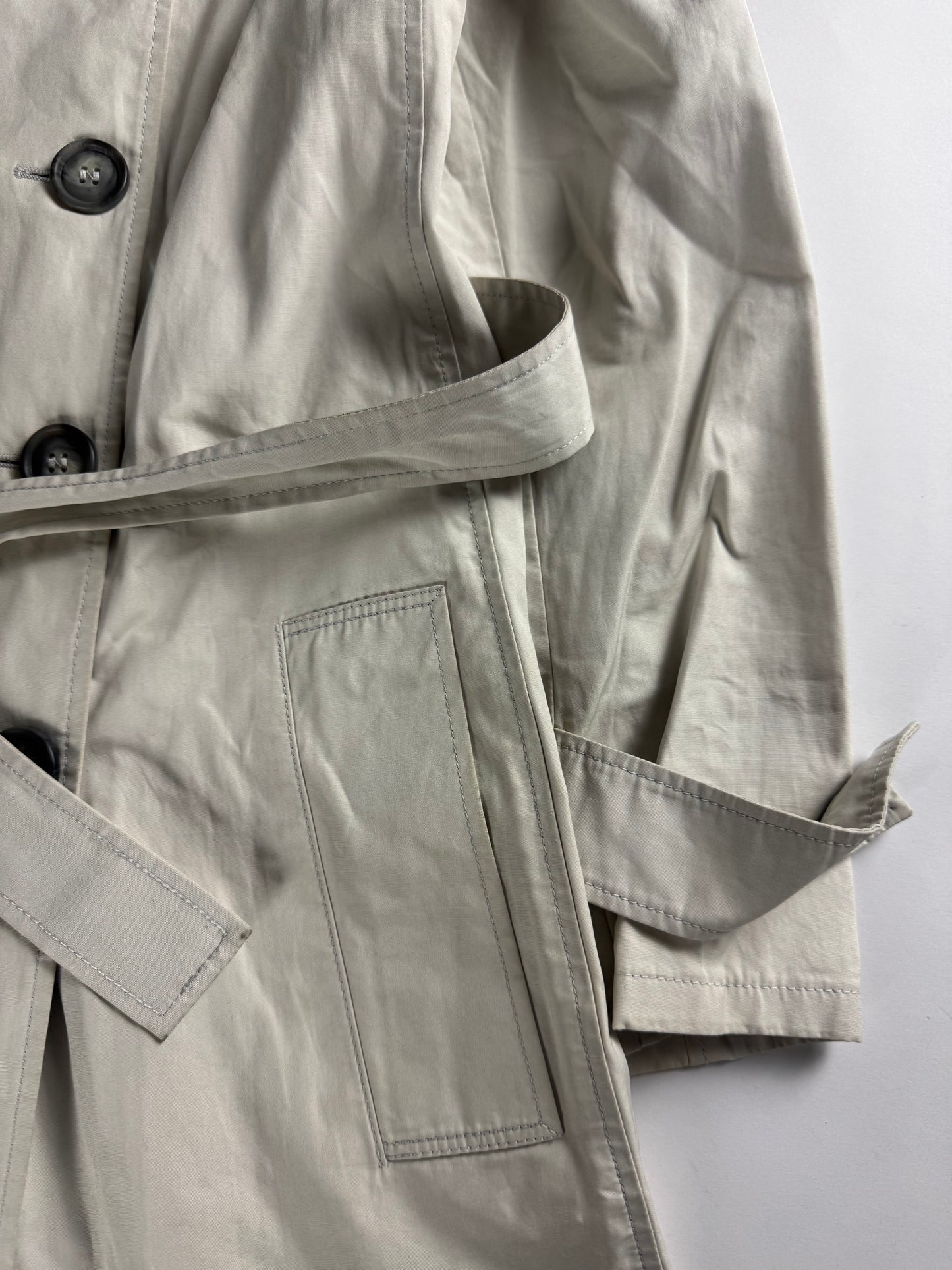 Miu Miu Light Grey Belted Trench Coat 2000s - S