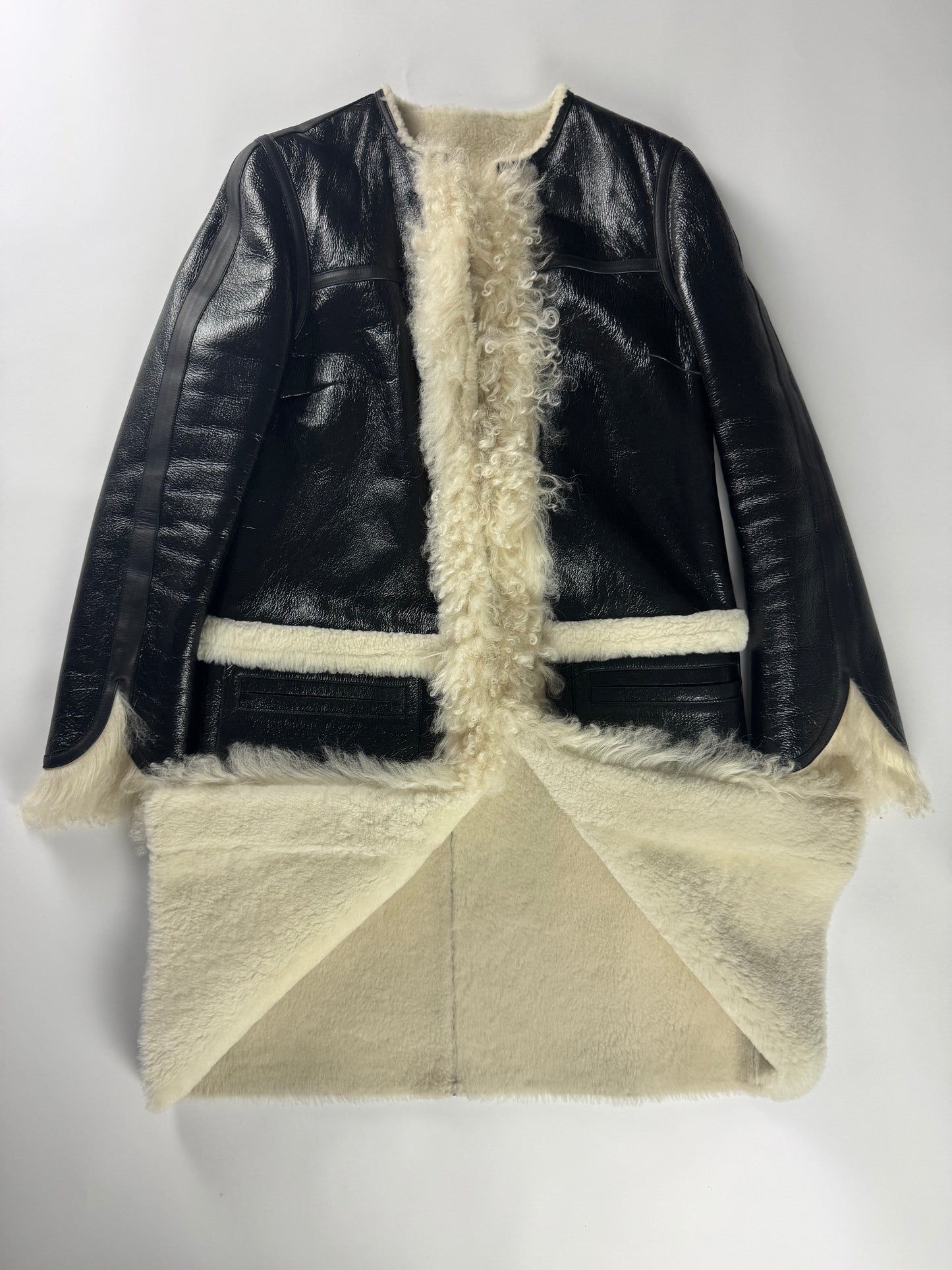 Louis Vuitton Nicolas Ghesquière Shearling Fur Trimmed Coat FW 2015 - S