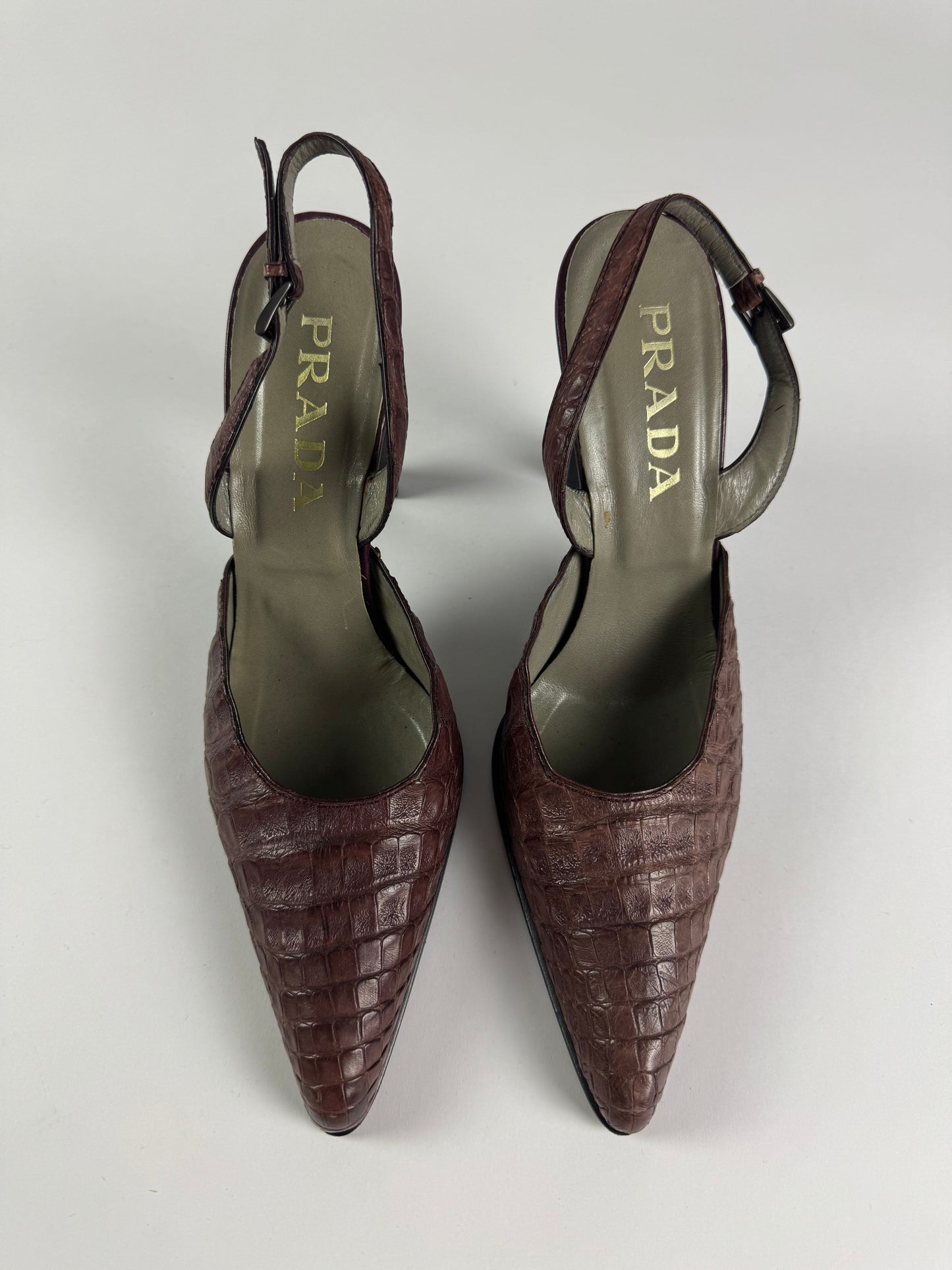 Prada Crocodile Leather Effect Pumps Heels 2000s - 38 IT/39 EU
