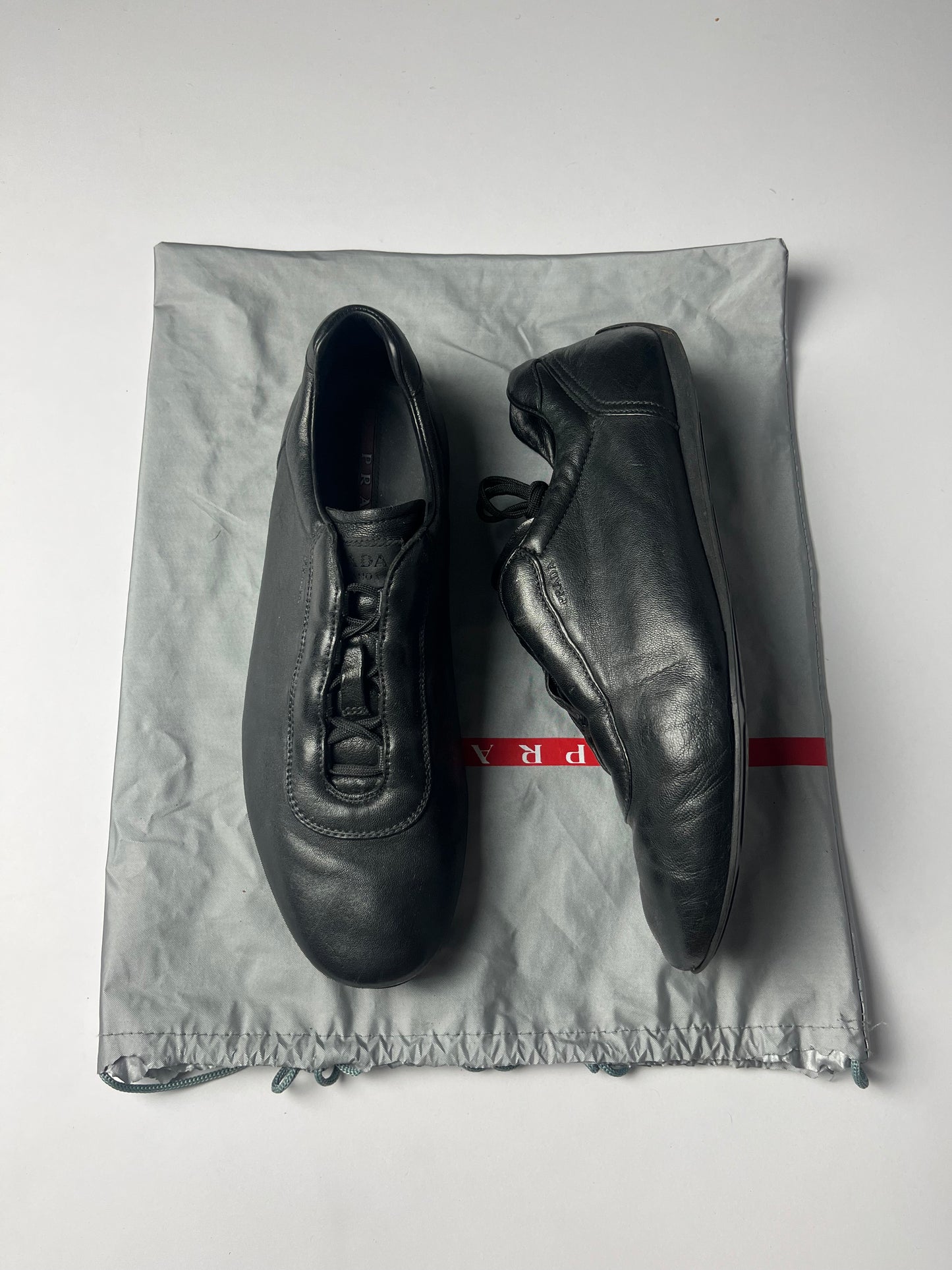 Prada Linea Rossa Black Leather Low Trainers FW 1999 - 43 EU