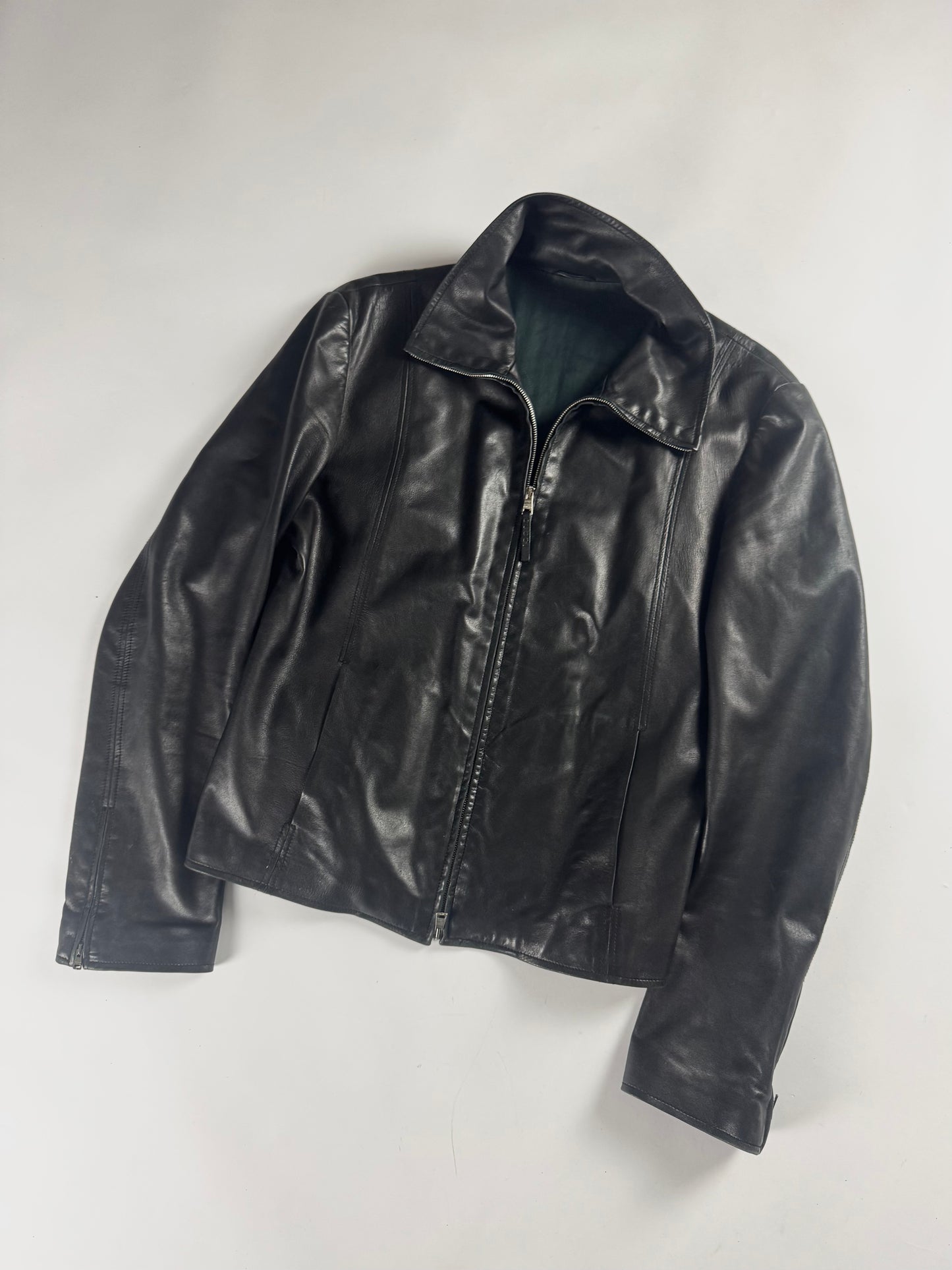 Gucci Premium Leather Lambskin High Neck Zipper Jacket 2000s - M